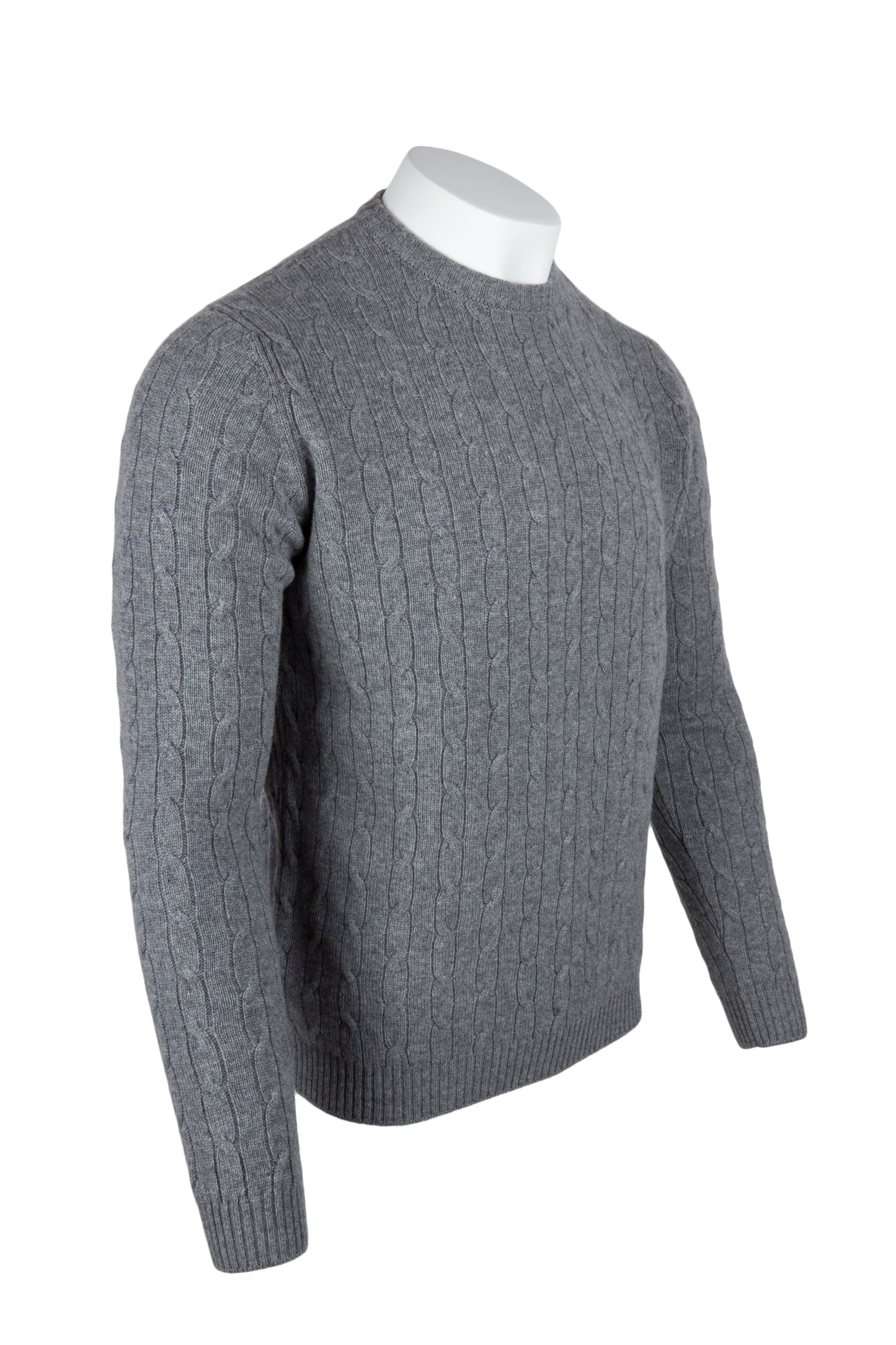 Men's Cable Crew Neck Cashmere Sweater