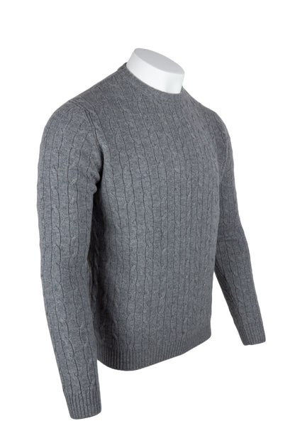 Men's Cable Crew Neck Cashmere Sweater