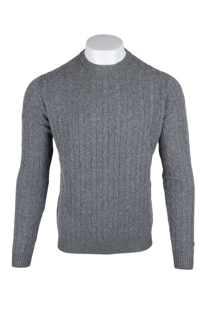 Men's Cable Crew Neck Cashmere Sweater