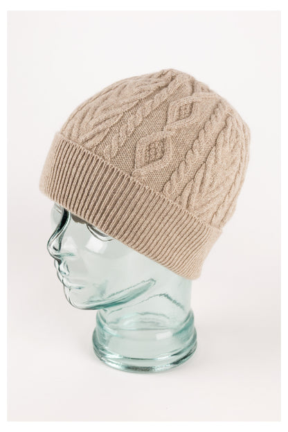 Aran Cable Cashmere Beanie Hat
