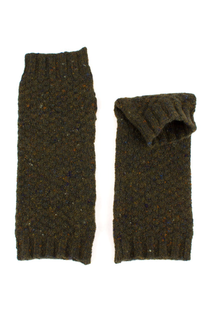 Moss Stitch Donegal Tweed Wrist Warmers