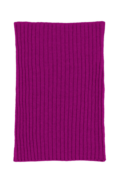Pink knitted ribbed cashmere snood scarf, made in Scotland by Love Cashmere