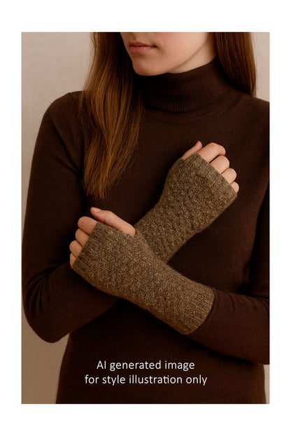 Moss Stitch Donegal Tweed Wrist Warmers