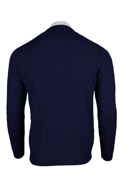 Men's Cable Crew Neck Cashmere Sweater