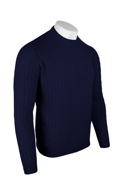 Men's Cable Crew Neck Cashmere Sweater