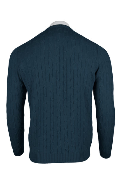 Men's Cable Crew Neck Cashmere Sweater