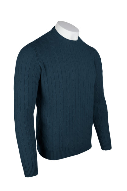 Men's Cable Crew Neck Cashmere Sweater