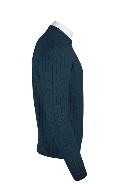 Men's Cable Crew Neck Cashmere Sweater