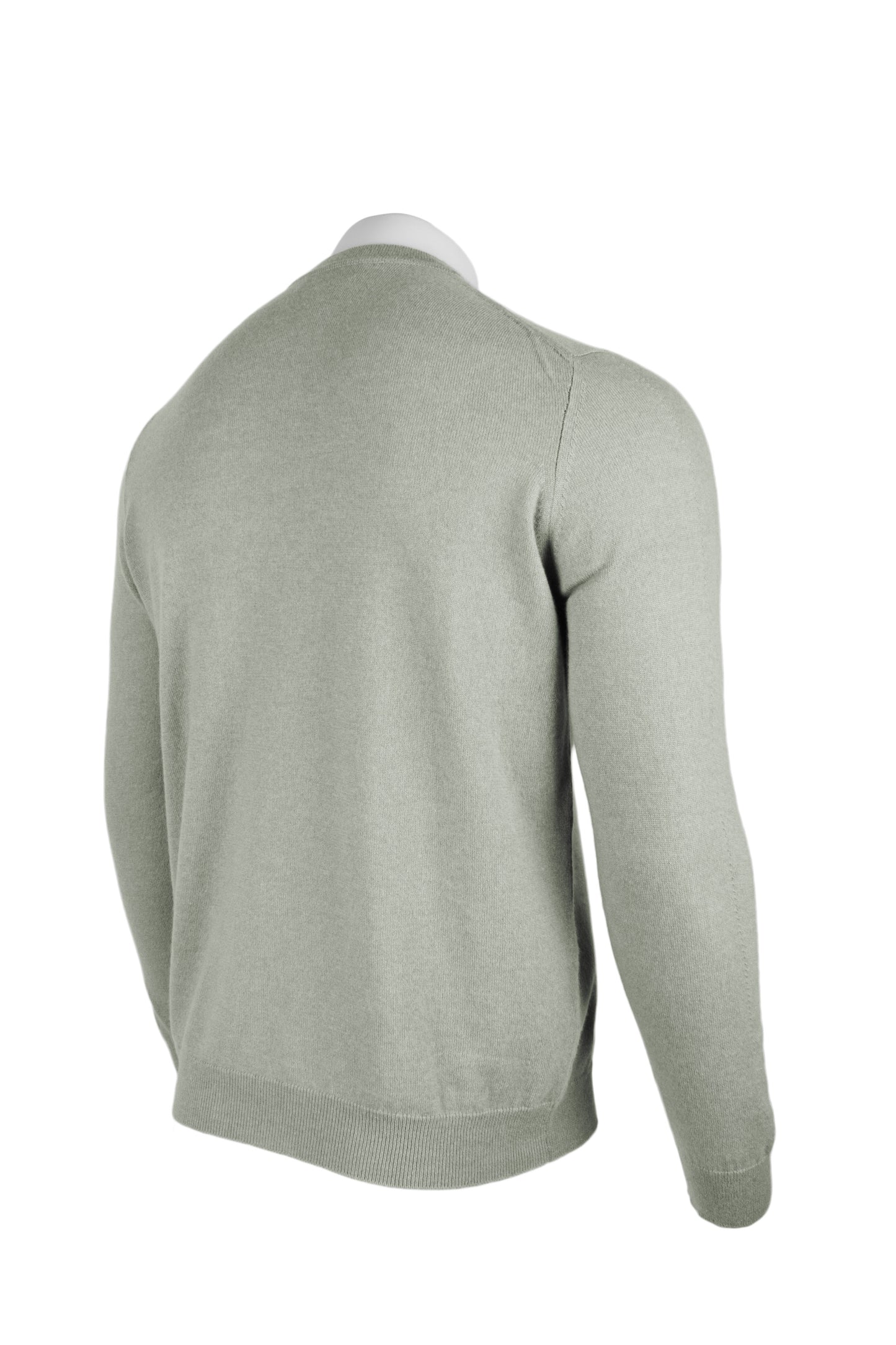 Putty Grey - Back Side | Men's Knitted Classic Crew Neck Cashmere Sweater