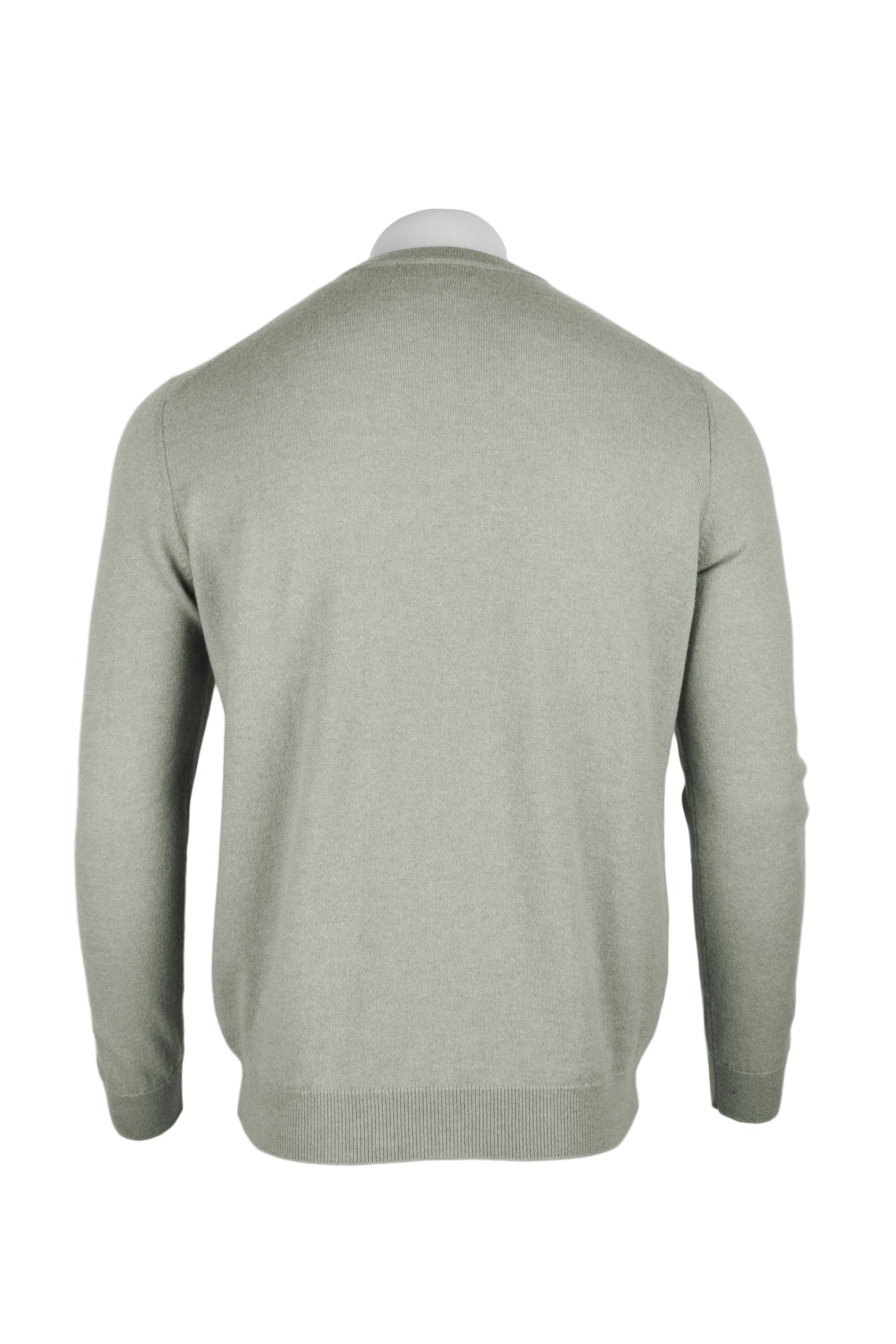 Putty Grey - Back | Men's Knitted Classic Crew Neck Cashmere Sweater