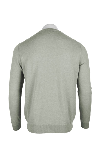 Putty Grey - Back | Men's Knitted Classic Crew Neck Cashmere Sweater