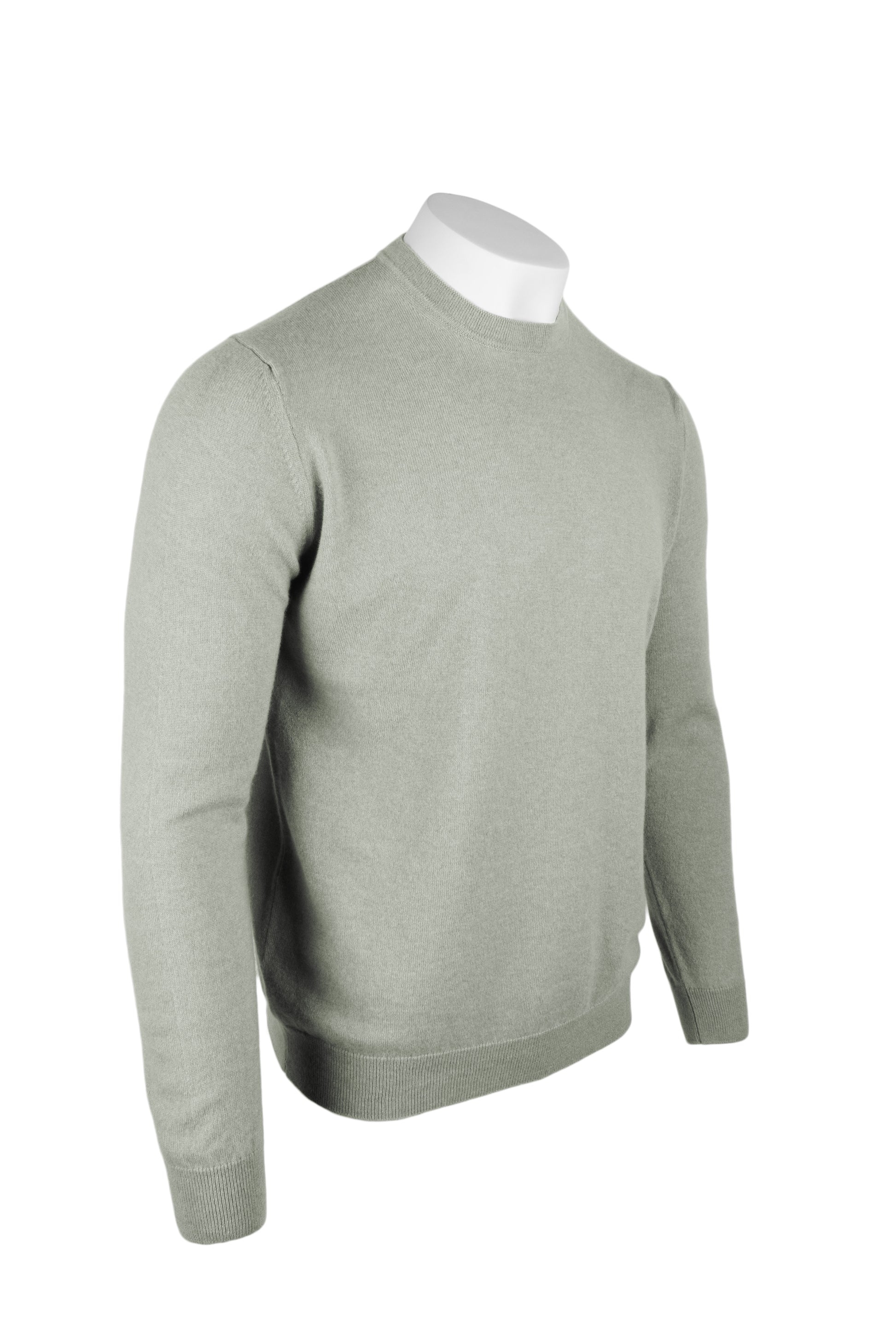 Putty Grey - Front Side | Men's Knitted Classic Crew Neck Cashmere Sweater