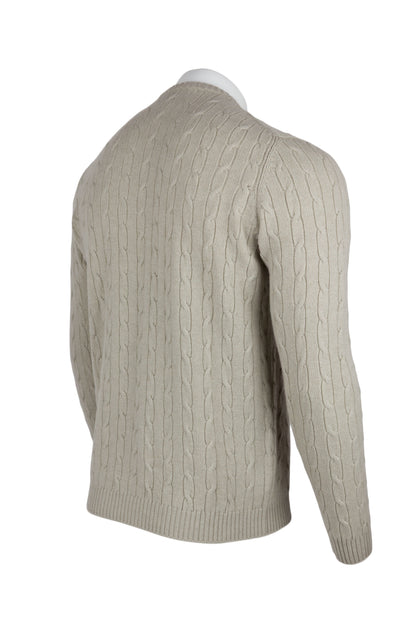 Men's Cable Crew Neck Cashmere Sweater