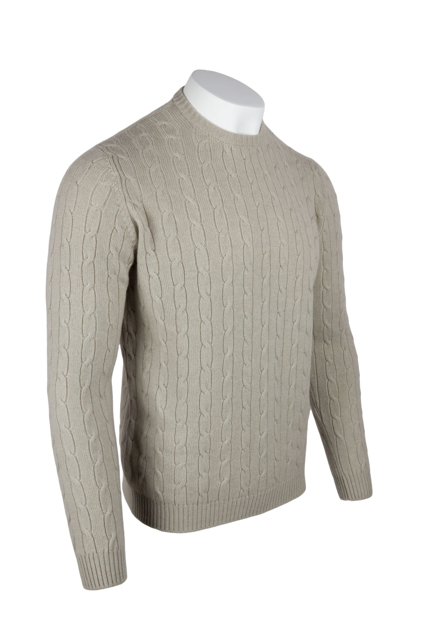 Men's Cable Crew Neck Cashmere Sweater