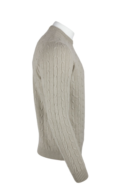 Men's Cable Crew Neck Cashmere Sweater
