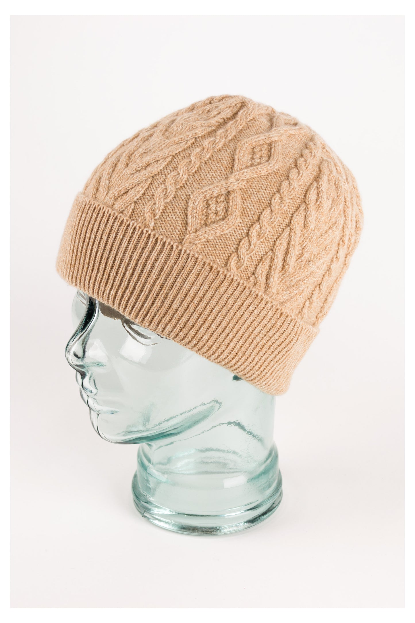 Aran Cable Cashmere Beanie Hat