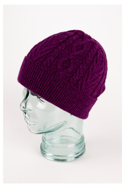 Aran Cable Cashmere Beanie Hat